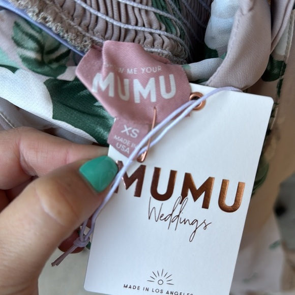 Show Me Your MuMu Reese Ruffle Chiffon Midi Dress Beige Floral Size Extra Small - Picture 10 of 10